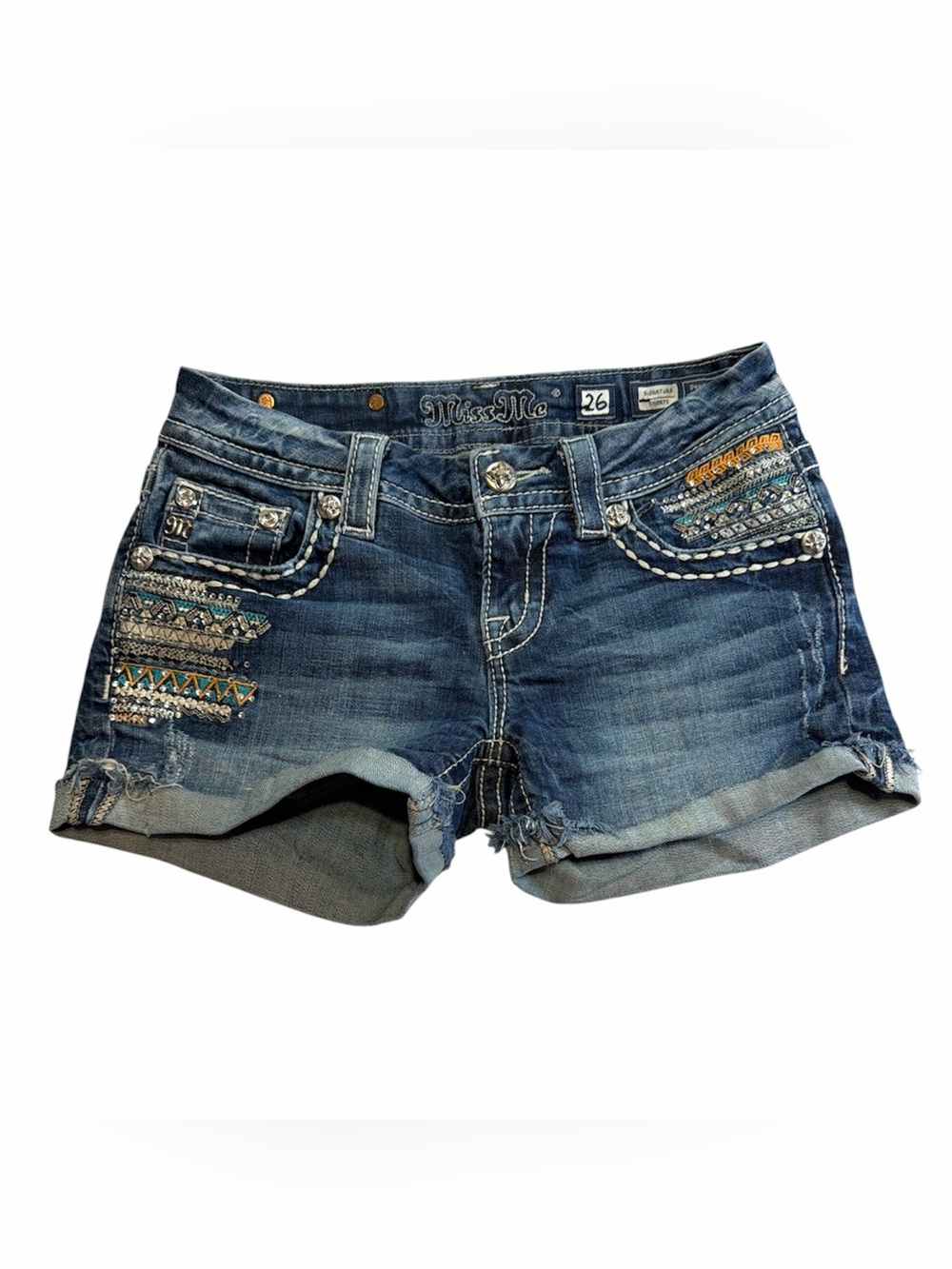 Miss Me Blue Embellished Denim Jean Shorts